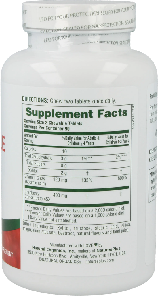 Ultra Chewable Cranberry 200 mg - 90 Lozenges